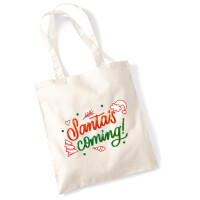 Jutebeutel Santa is Coming Schriftzug 10 Liter