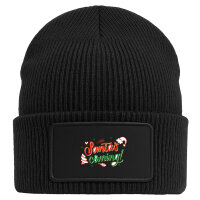 Beanie mit Patch Santa is Coming Schriftzug Black
