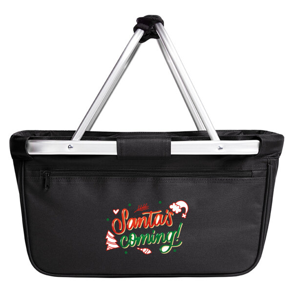 Einkaufskorb faltbar Santa is Coming Schriftzug 20 Liter Black