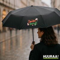 Regenschirm Santa is Coming Schriftzug 98cm Schwarz
