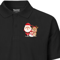 Herren Polo Shirt Weihnachtsmann Rudolph und Schneemann