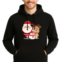 Unisex Hoodie Weihnachtsmann Rudolph und Schneemann