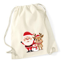 Turnbeutel Weihnachtsmann Rudolph und Schneemann 12 Liter
