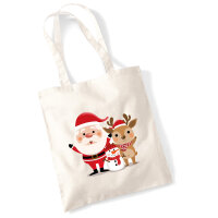 Jutebeutel Weihnachtsmann Rudolph und Schneemann 10 Liter