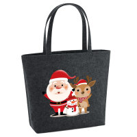 Filz Shopper Weihnachtsmann Rudolph und Schneemann 22 Liter