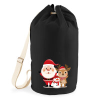 Seesack Weihnachtsmann Rudolph und Schneemann 20 Liter Black