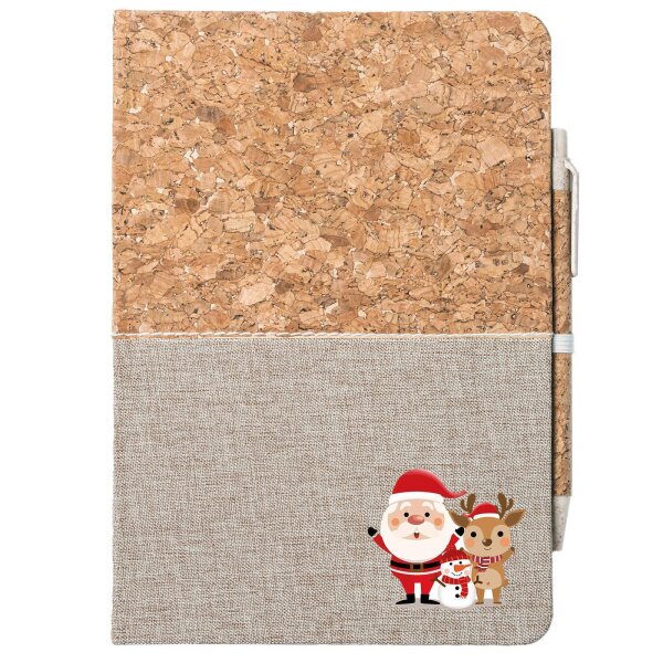 Notizbuch A5 Weihnachtsmann Rudolph und Schneemann 80 Blatt inkl. Kugelschreiber