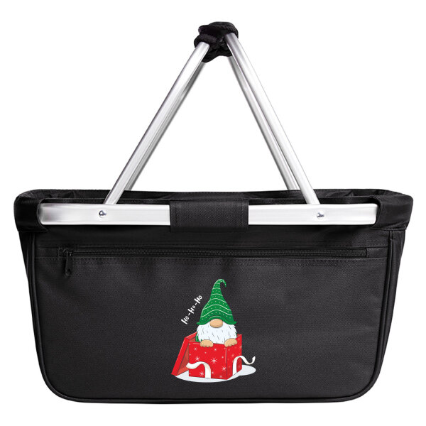 Einkaufskorb faltbar Ho Ho Ho Wichtel Weihnachtsgeschenk 20 Liter Black