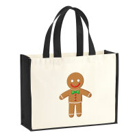 Jutetasche Lebkuchenmann Lebkuchenfigur 21 Liter Black