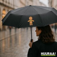 Regenschirm Lebkuchenmann Lebkuchenfigur 98cm Schwarz