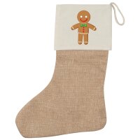Weihnachtsstrumpf Lebkuchenmann Lebkuchenfigur Beige Jute