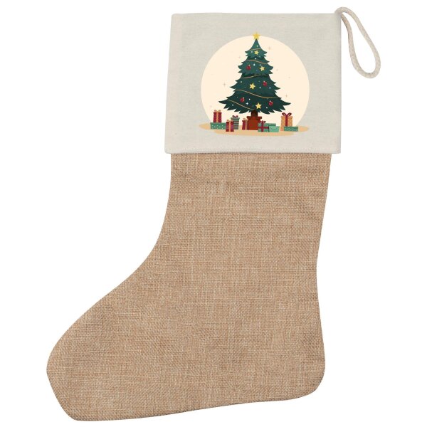 Weihnachtsstrumpf Weihnachtsbaum Tannenbaum Beige Jute