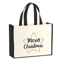 Jutetasche Weihnachtsstern Merry Christmas 21 Liter Black