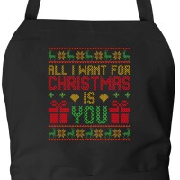 Schürze Ugly Christmas All I want is you mit Taschen