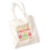 Jutebeutel Ugly Christmas All I want is you 10 Liter
