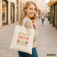 Jutebeutel Ugly Christmas All I want is you 10 Liter