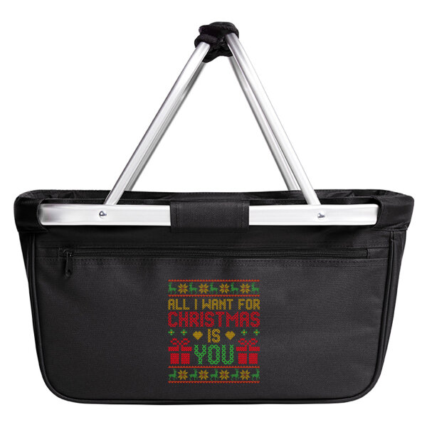 Einkaufskorb faltbar Ugly Christmas All I want is you 20 Liter Black