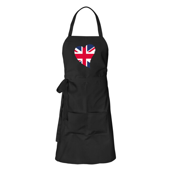 Schürze England Flagge Herz mit Taschen