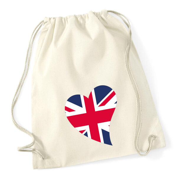Turnbeutel England Flagge Herz 12 Liter