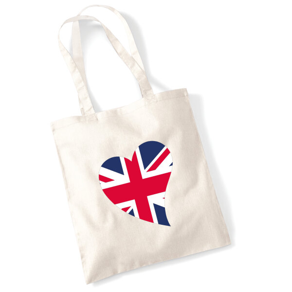 Jutebeutel England Flagge Herz 10 Liter