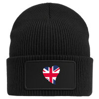 Beanie mit Patch England Flagge Herz Black
