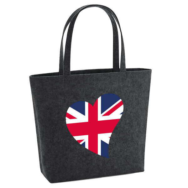 Filz Shopper England Flagge Herz 22 Liter