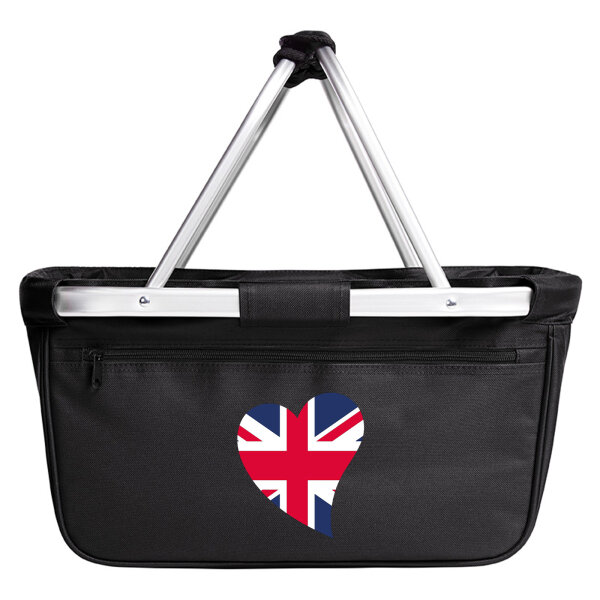 Einkaufskorb faltbar England Flagge Herz 20 Liter Black