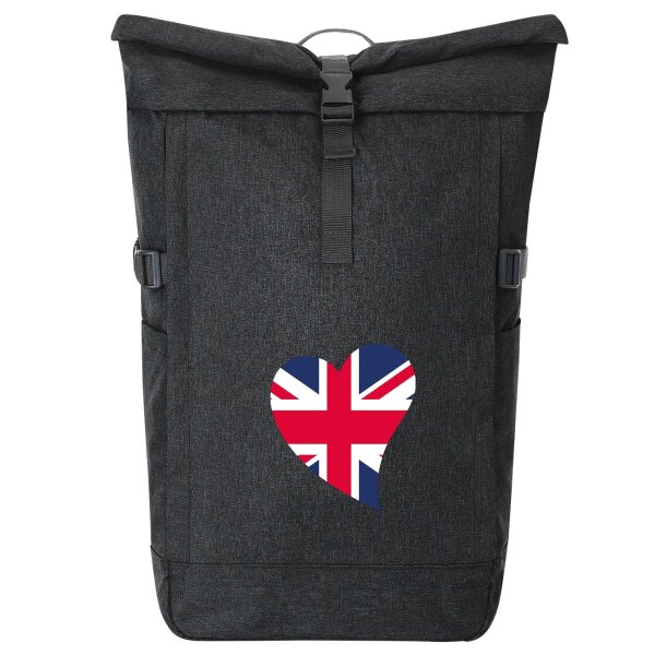 Kurierrucksack England Flagge Herz 30-44 Liter Black Melange