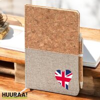 Notizbuch A5 England Flagge Herz 80 Blatt inkl....