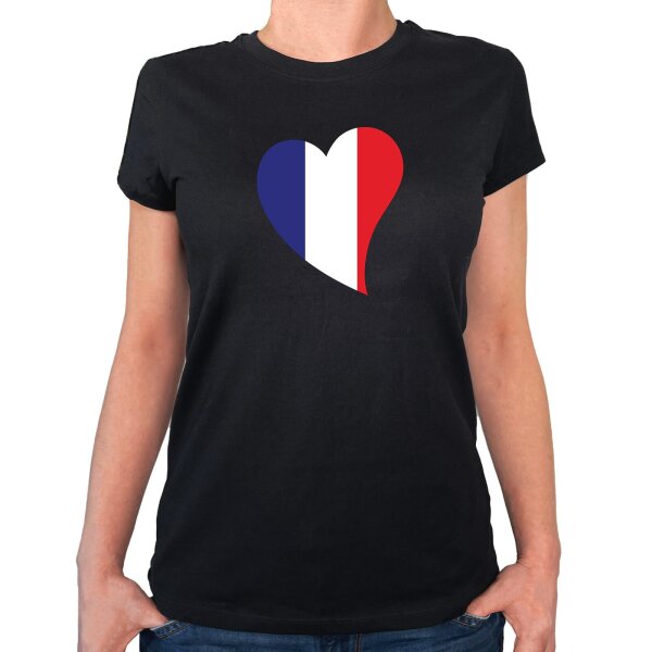 Damen T-Shirt Frankreich Flagge Herz