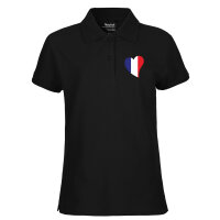 Damen Polo Shirt Frankreich Flagge Herz