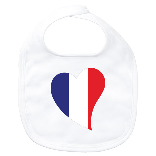 Baby Lätzchen Frankreich Flagge Herz Klettverschluss