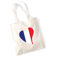 Jutebeutel Frankreich Flagge Herz 10 Liter