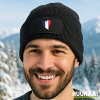 Beanie mit Patch Frankreich Flagge Herz Black