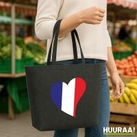 Filz Shopper Frankreich Flagge Herz 22 Liter