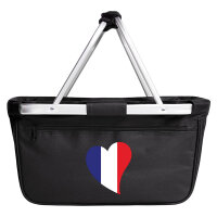 Einkaufskorb faltbar Frankreich Flagge Herz 20 Liter Black