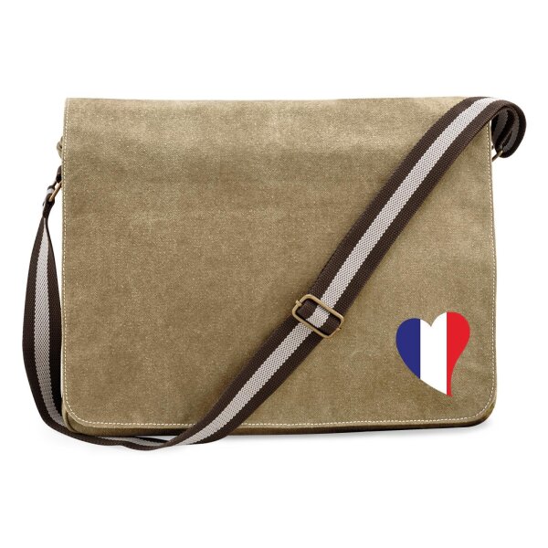Umhängetasche Frankreich Flagge Herz 14 Liter