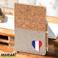 Notizbuch A5 Frankreich Flagge Herz 80 Blatt inkl....