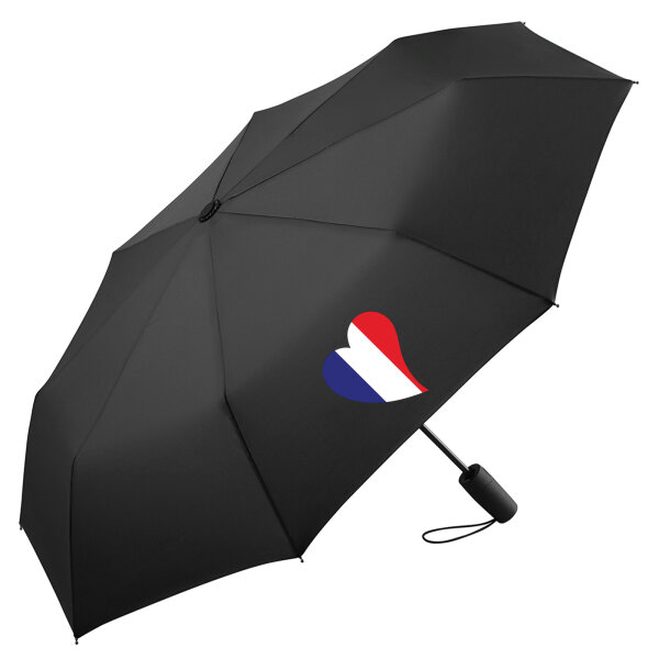 Regenschirm Frankreich Flagge Herz 98cm Schwarz