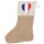 Weihnachtsstrumpf Frankreich Flagge Herz Beige Jute