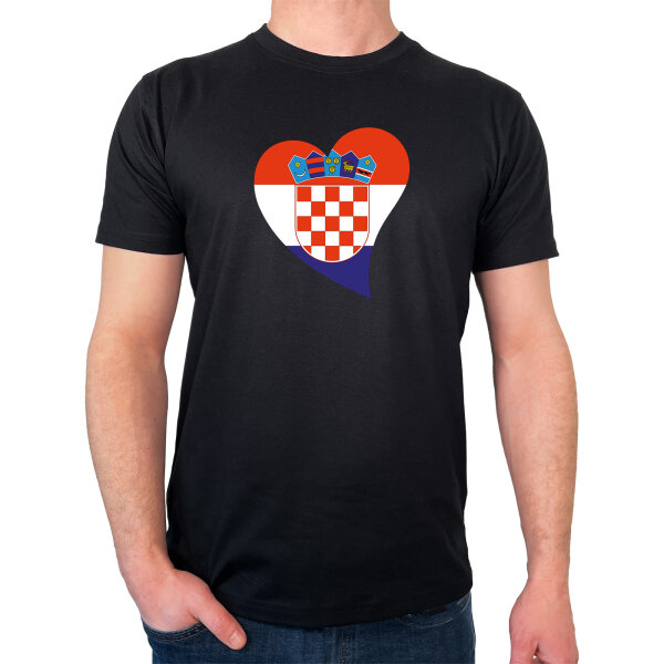 Herren T-Shirt Kroatien Flagge Herz