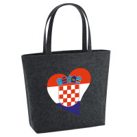 Filz Shopper Kroatien Flagge Herz 22 Liter