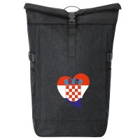 Kurierrucksack Kroatien Flagge Herz 30-44 Liter Black...