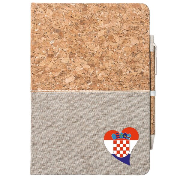 Notizbuch A5 Kroatien Flagge Herz 80 Blatt inkl. Kugelschreiber