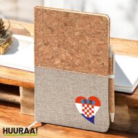 Notizbuch A5 Kroatien Flagge Herz 80 Blatt inkl. Kugelschreiber