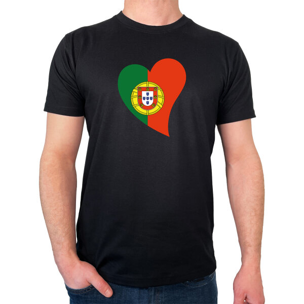 Herren T-Shirt Portugal Flagge Herz