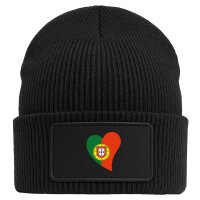 Beanie mit Patch Portugal Flagge Herz Black