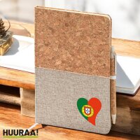 Notizbuch A5 Portugal Flagge Herz 80 Blatt inkl....