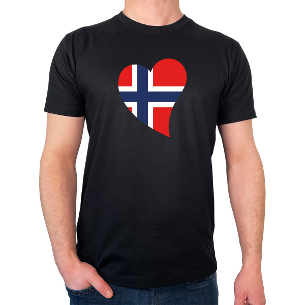 Herren T-Shirt Norwegen Flagge Herz