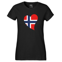Damen T-Shirt Norwegen Flagge Herz
